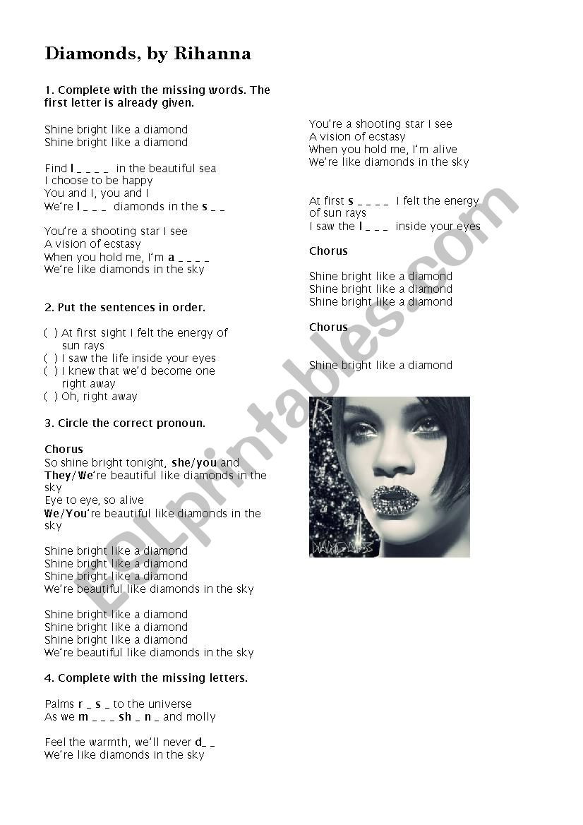 Diamonds Song  worksheet