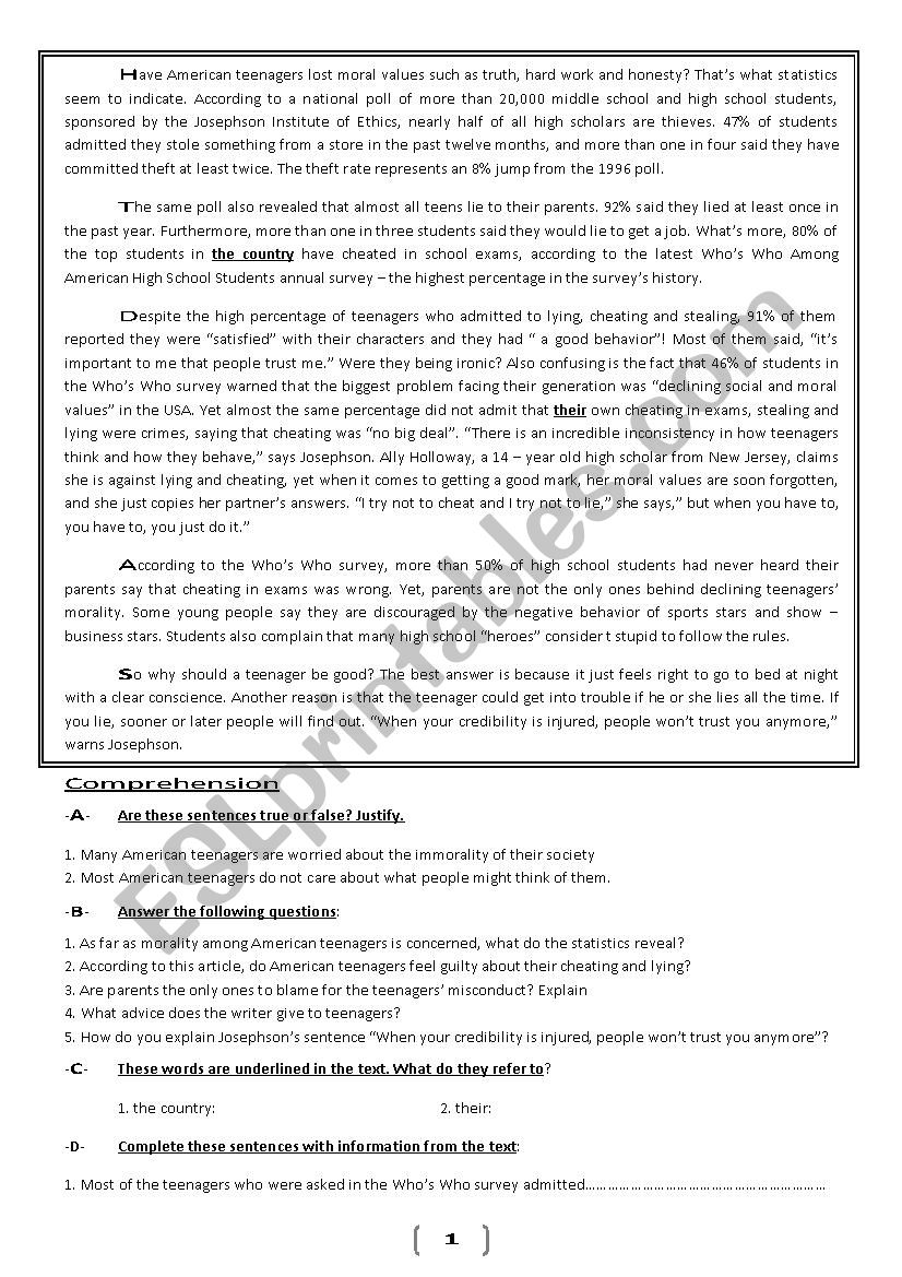 culture worksheet