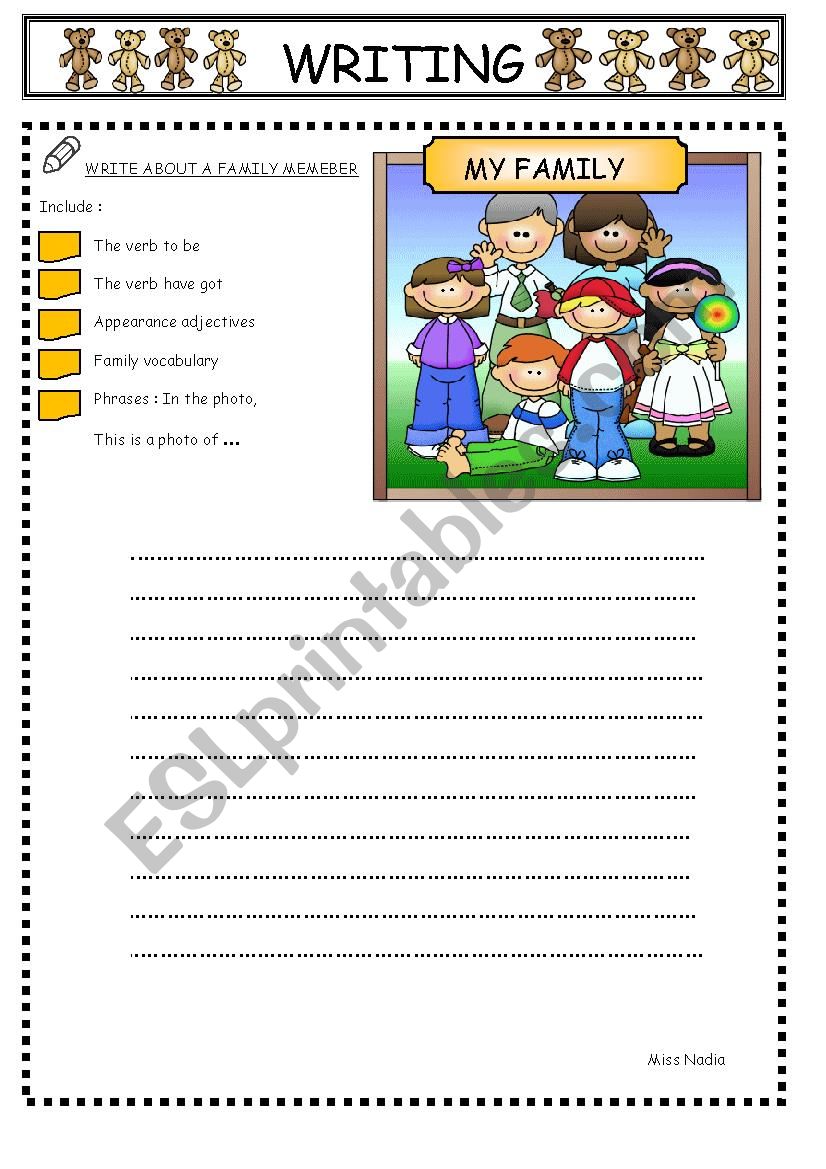 writing - my family 1  worksheet