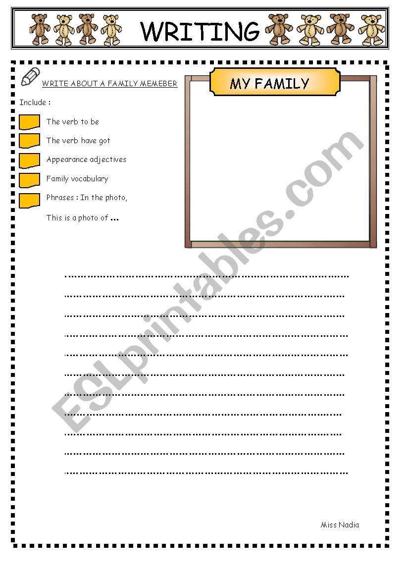 writing-my family 2 worksheet