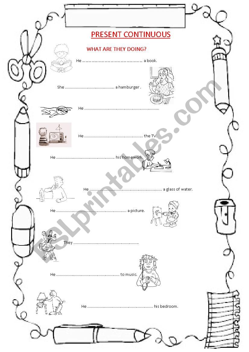 present continuous worksheet