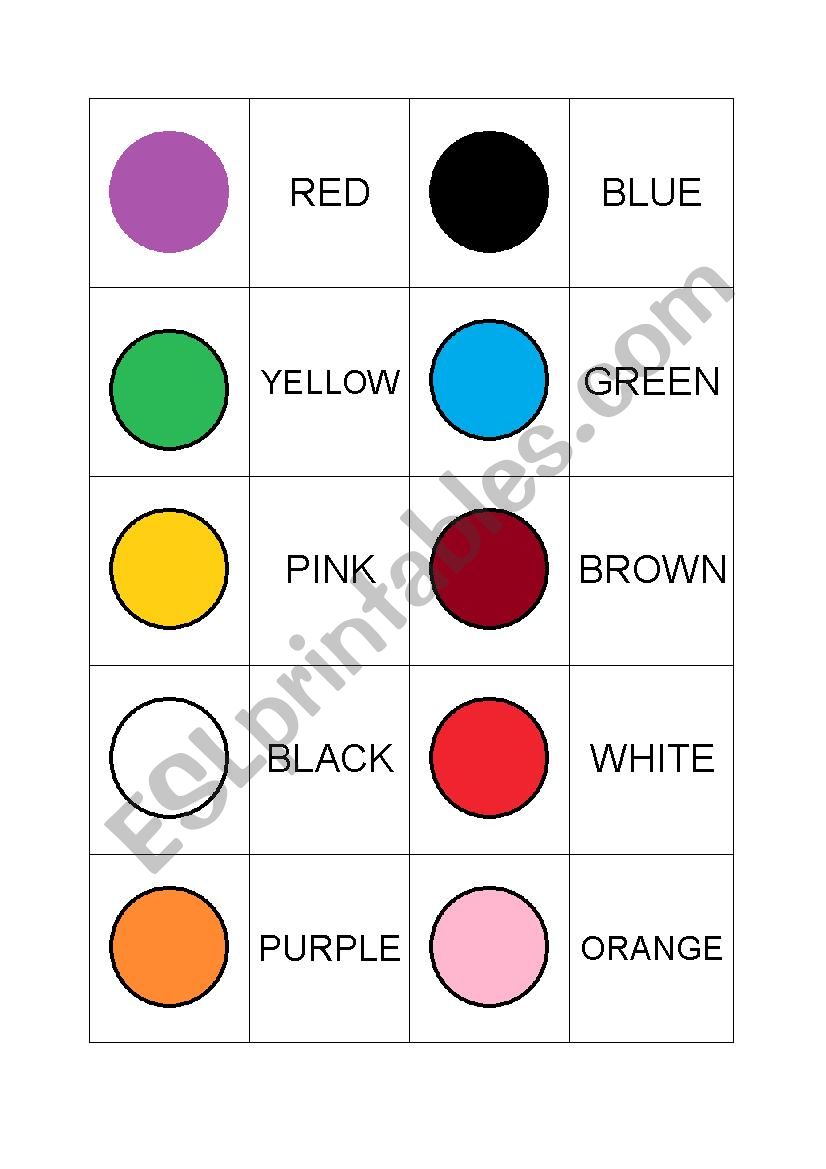 Colours - a domino game worksheet