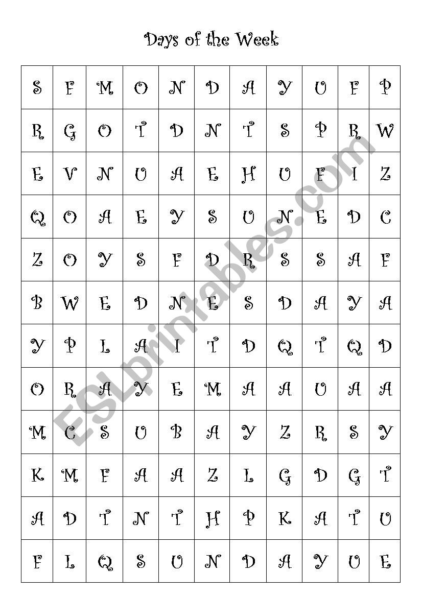 Days of the Week worksheet