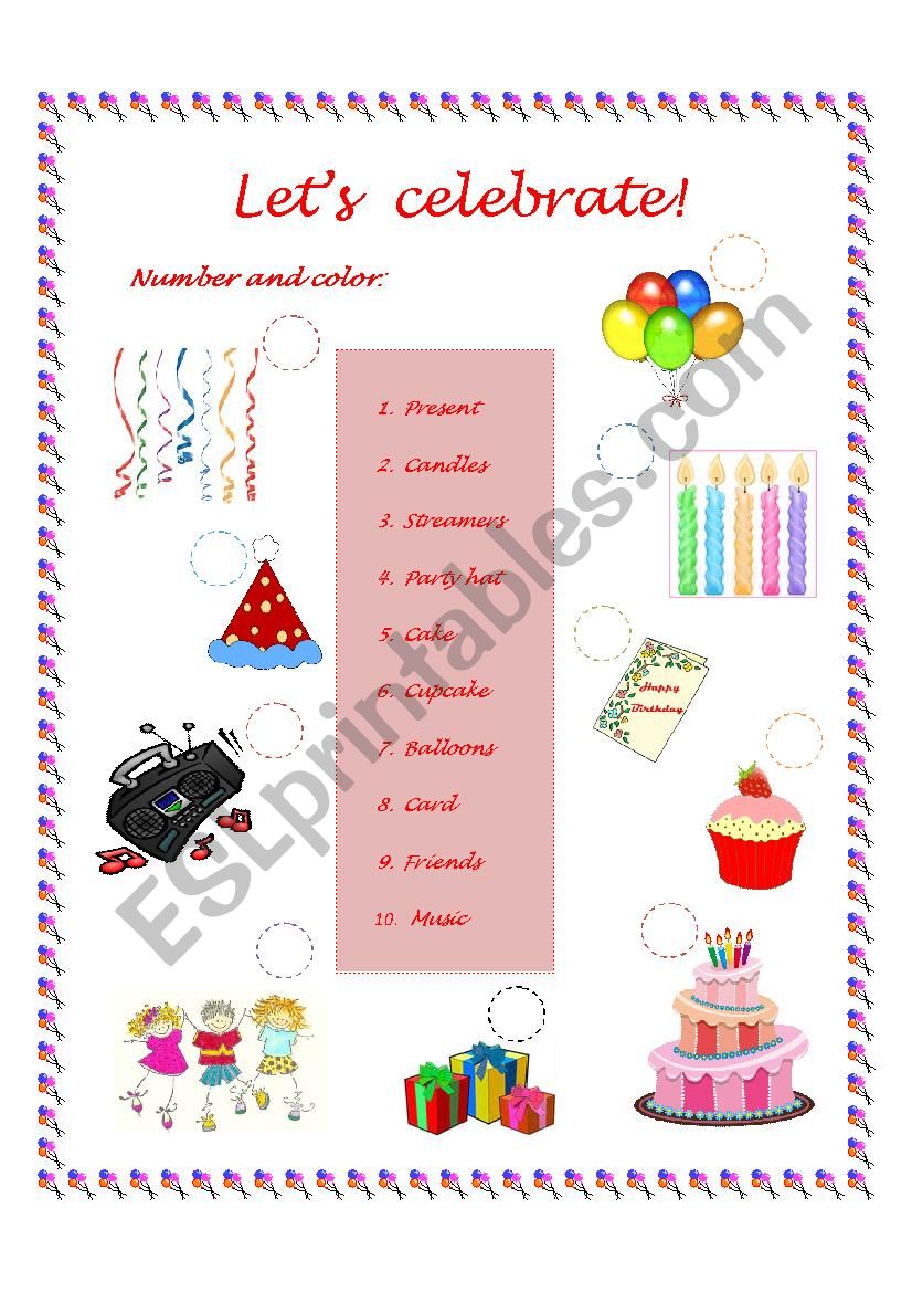 letÂ´s celebrate worksheet