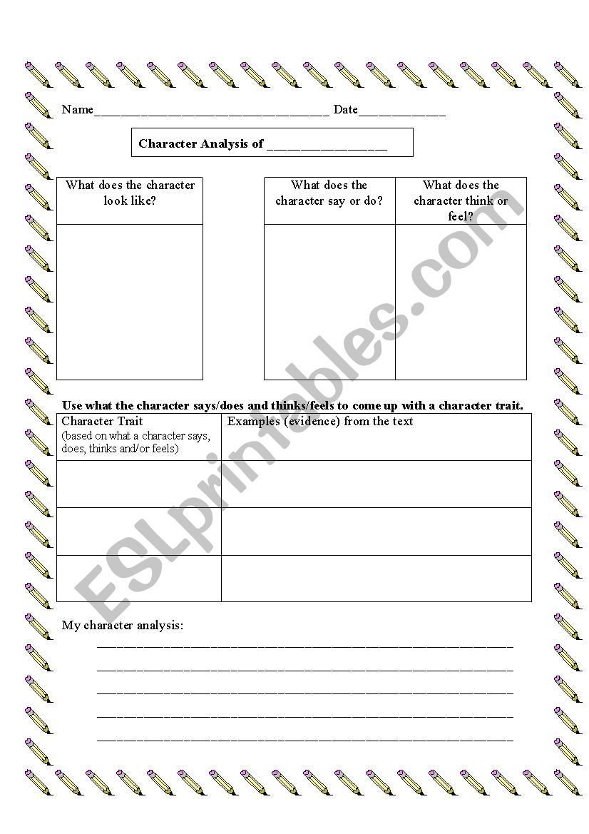 Character Trait/ Character Analysis Graphic Organizer 