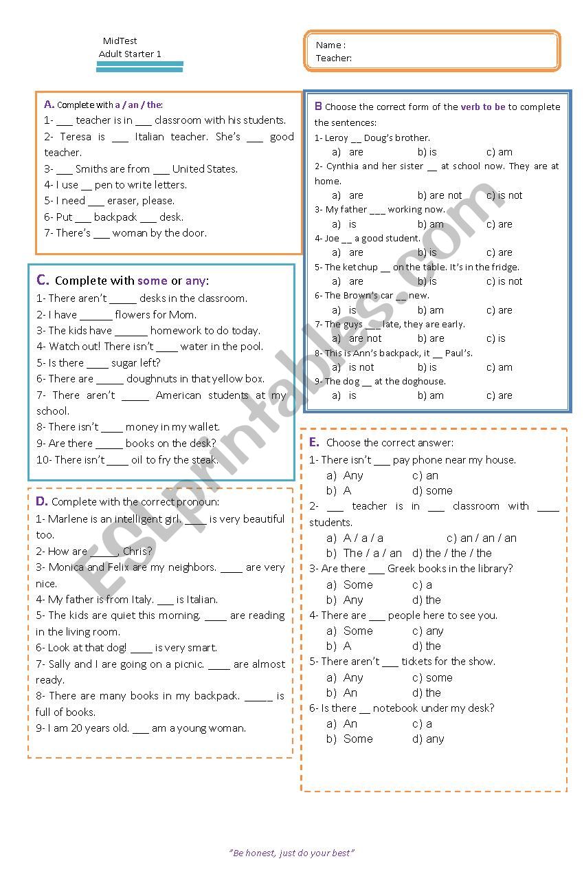 Test  worksheet