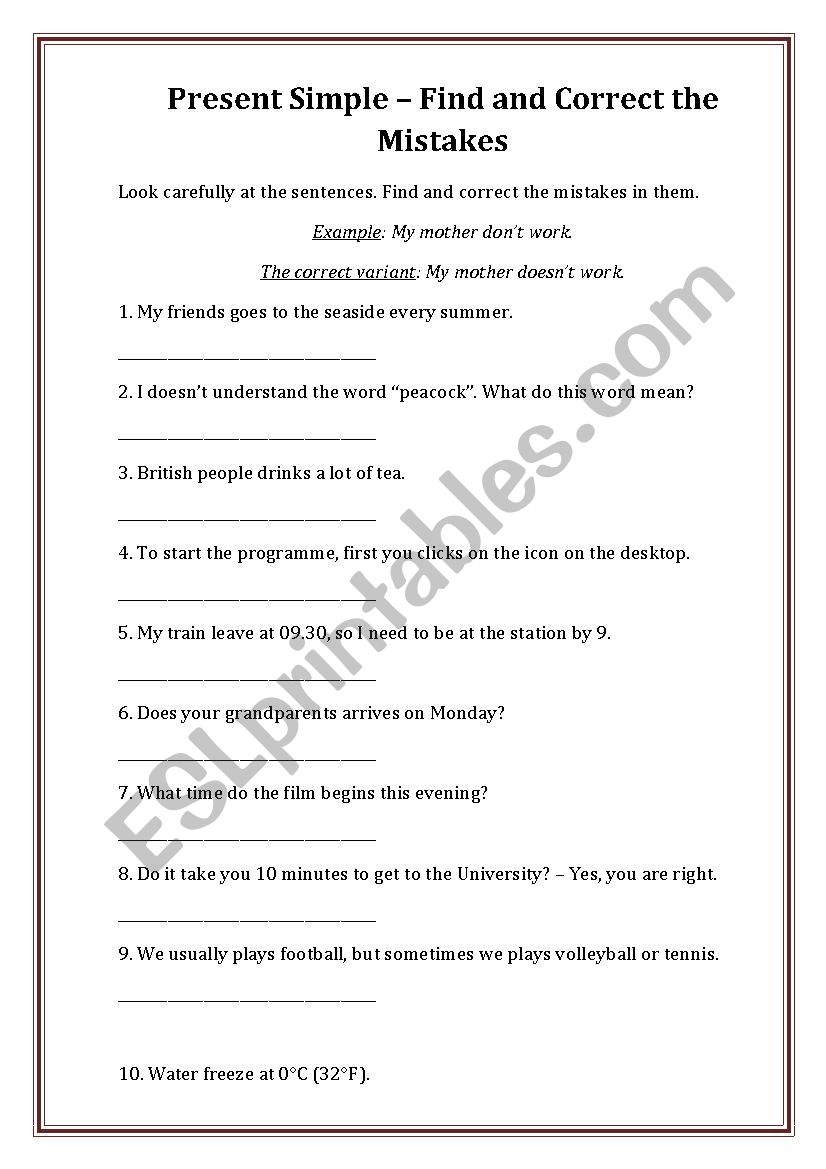 Practise Present Simple worksheet