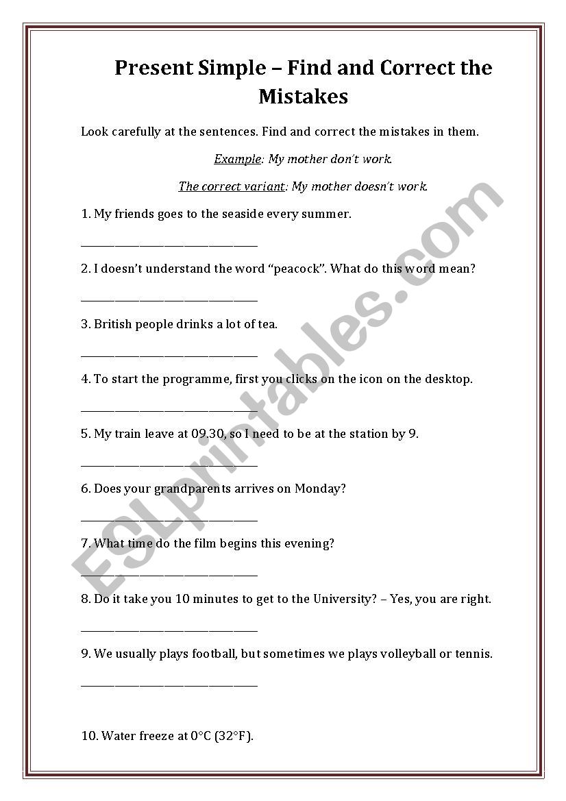 Practise Present Simple worksheet