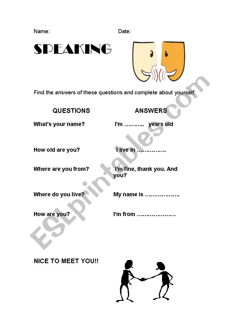 Speaking-meeting people worksheet