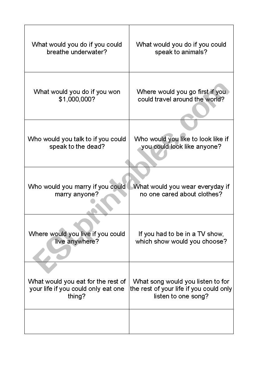 conversation starter worksheet