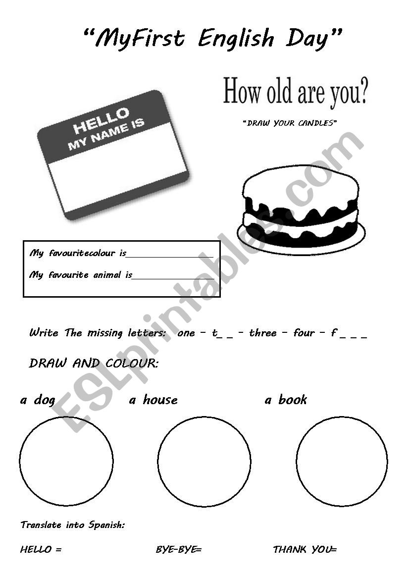 My First English Day ESL Worksheet By SASIRIKAL