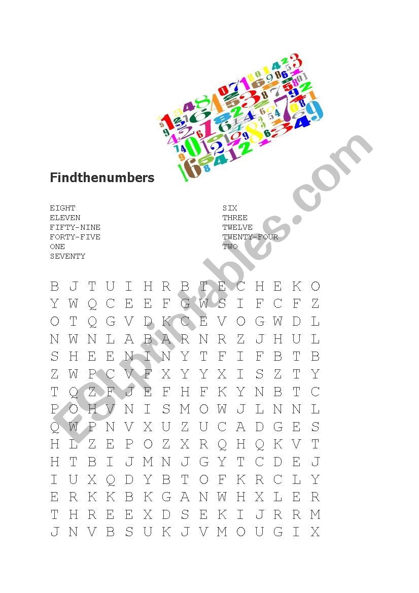 find the numbers puzzle worksheet