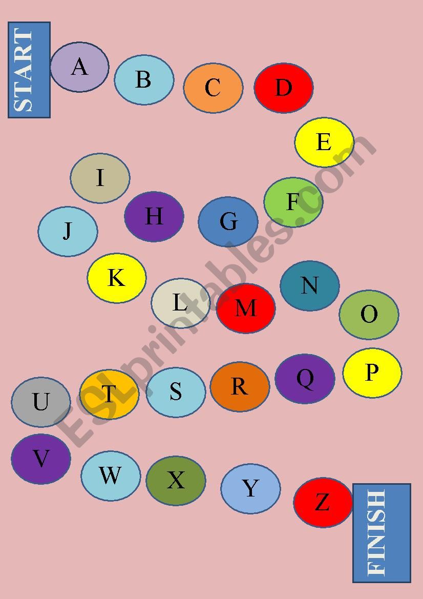 Board game- english alphabet worksheet