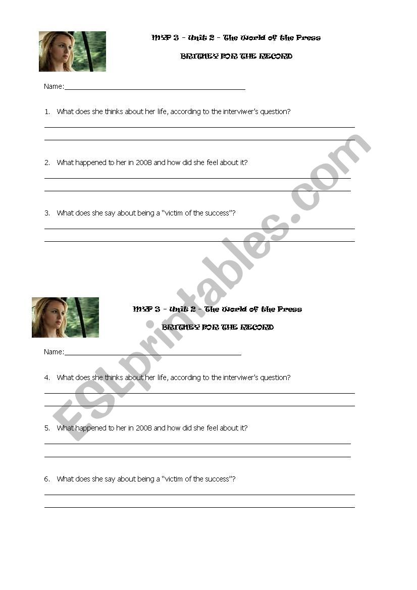 Talking about the press worksheet