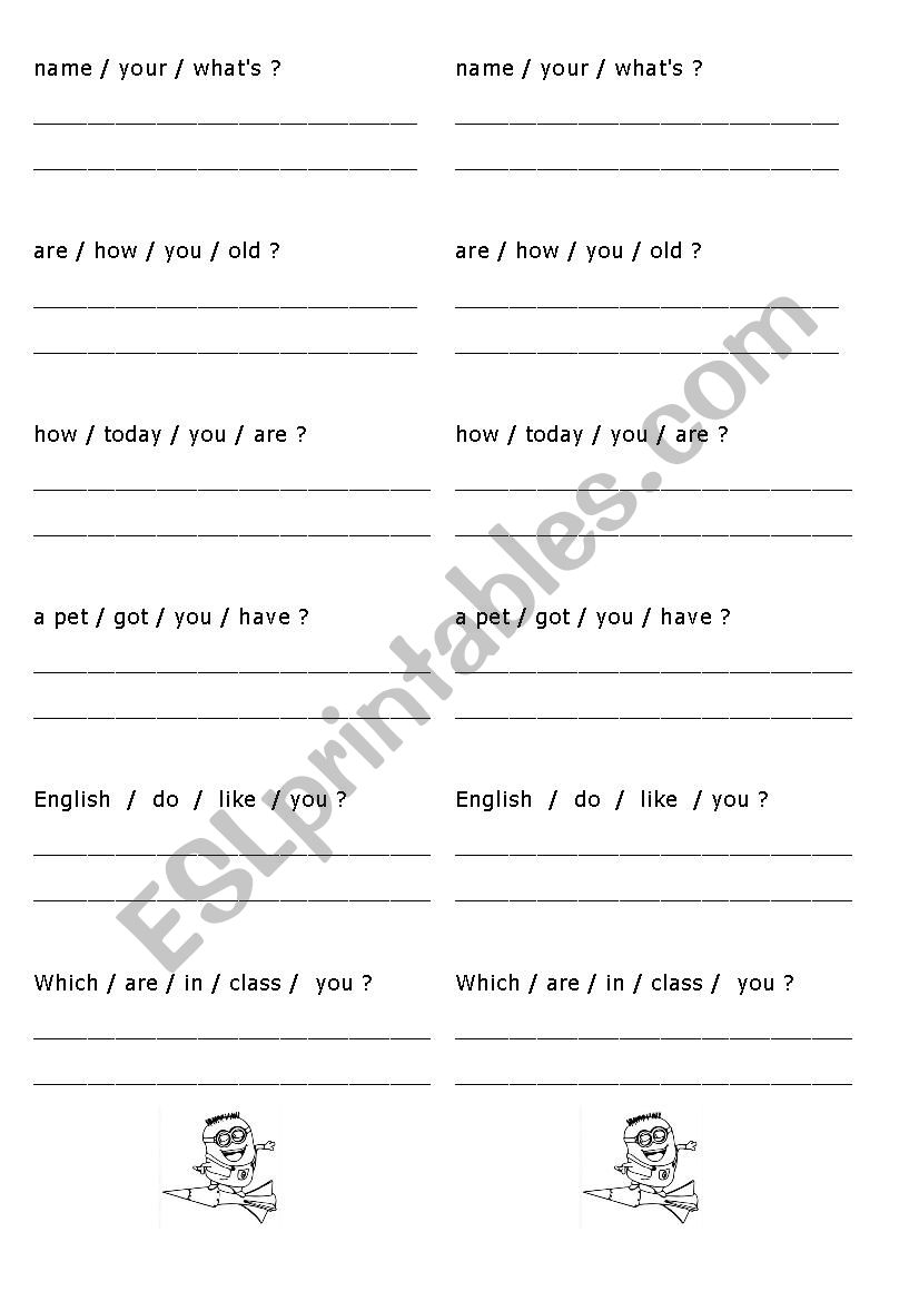 Basic question worksheet