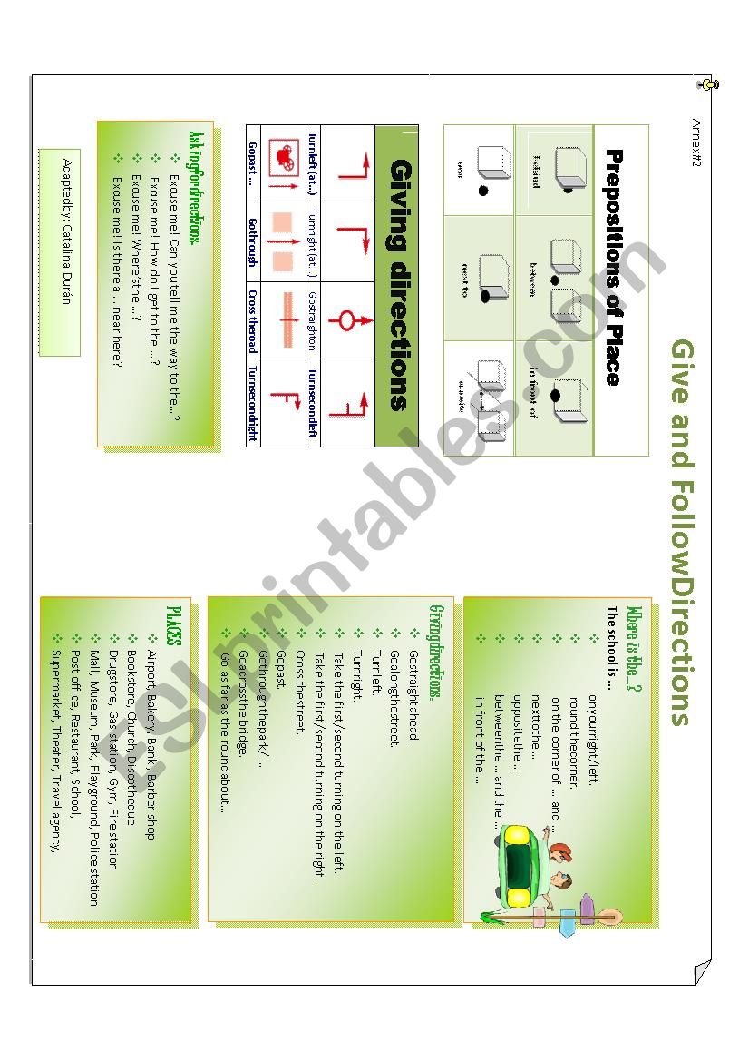 Give and Follow Directions worksheet