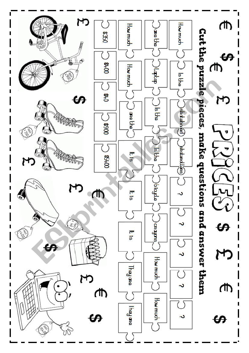 Prices worksheet