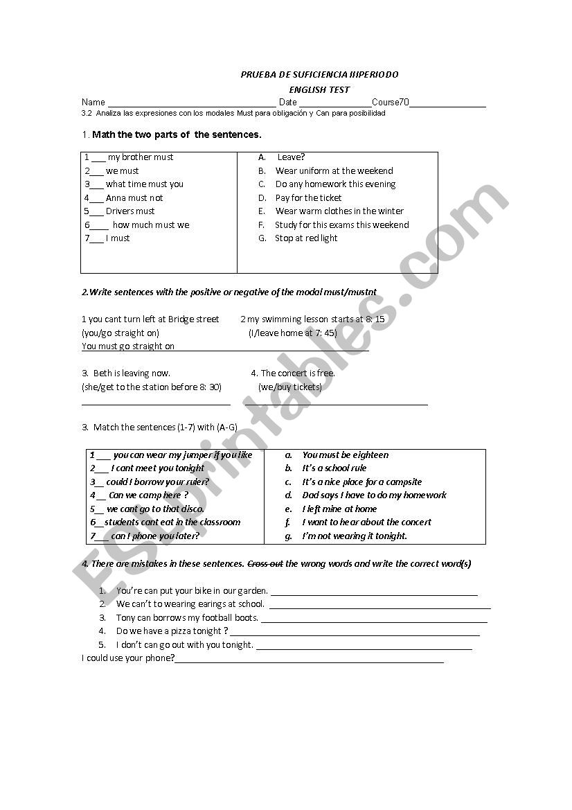 modal verbs can-must  worksheet