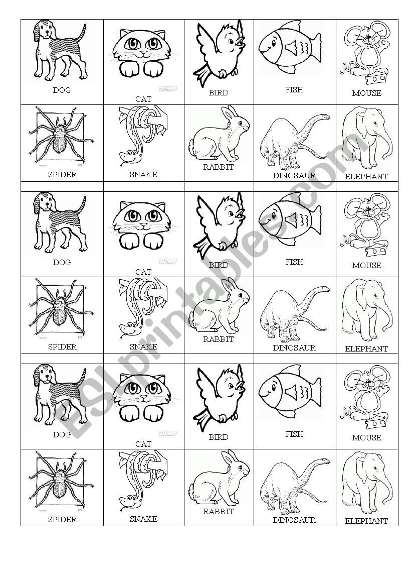 Animals Bingo  worksheet