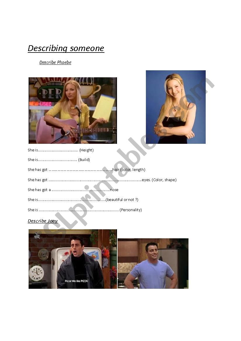 Describing people worksheet