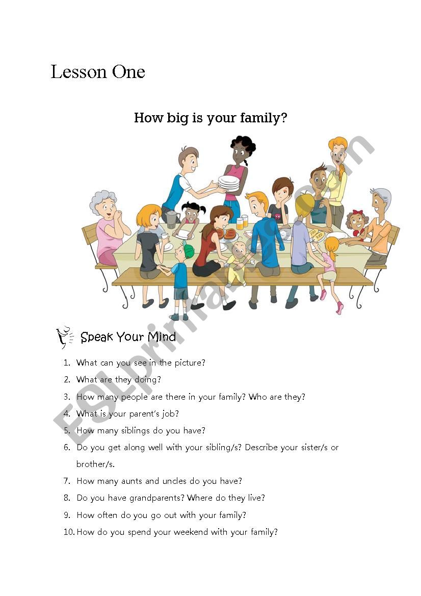 Family Speaking Conversation worksheet