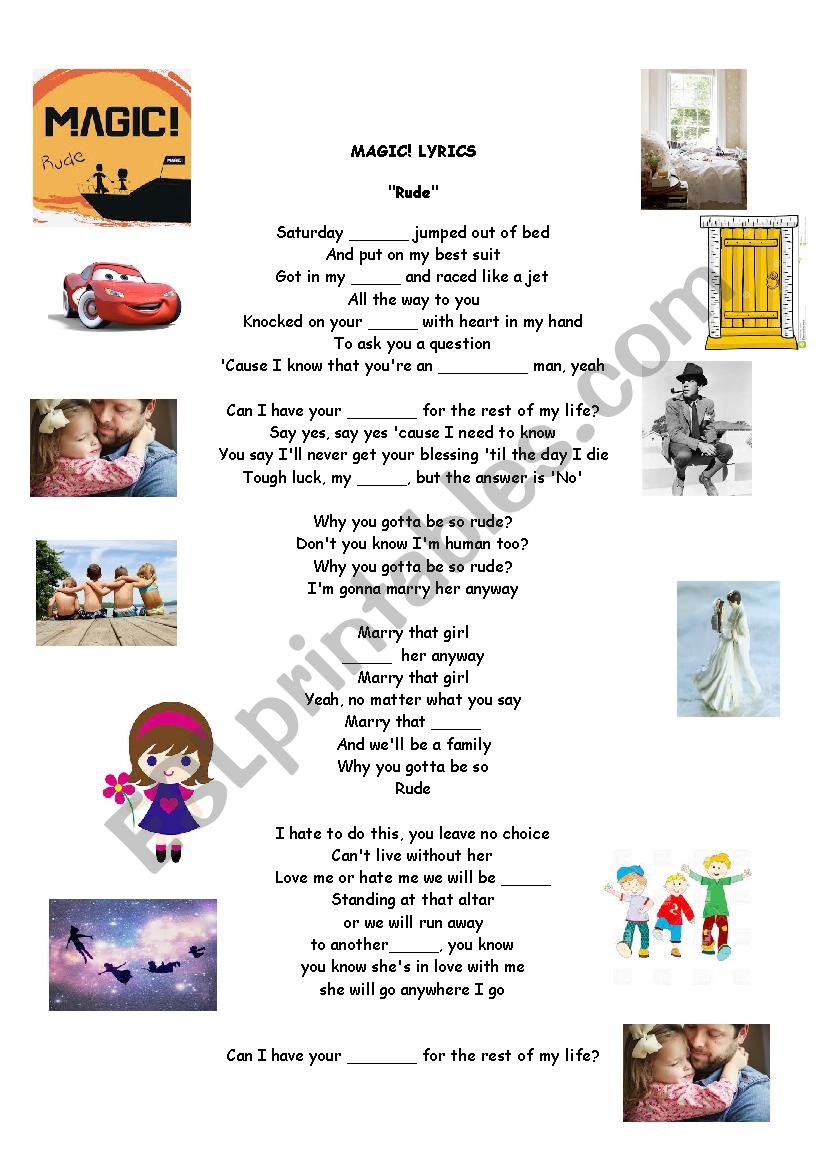 Magig Lyrics by Rude worksheet