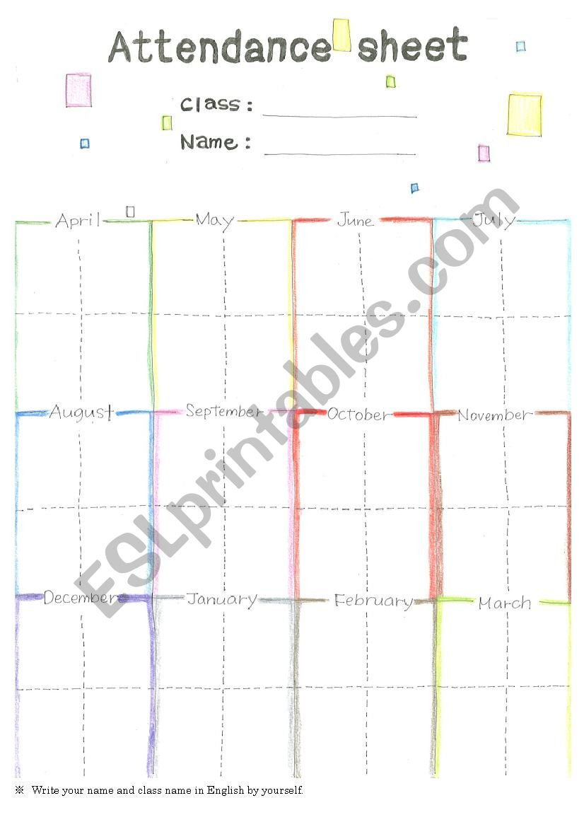 Attendance Sheet 2  worksheet