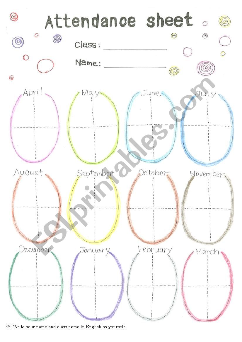 Attendance Sheet 1 worksheet