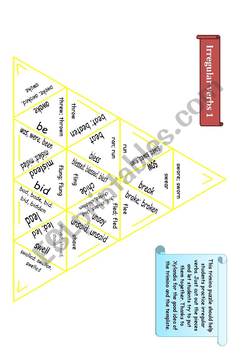 Trimino - Irregular verbs game (part 1)