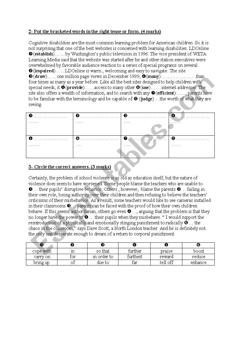 Language exercises for 3rd year