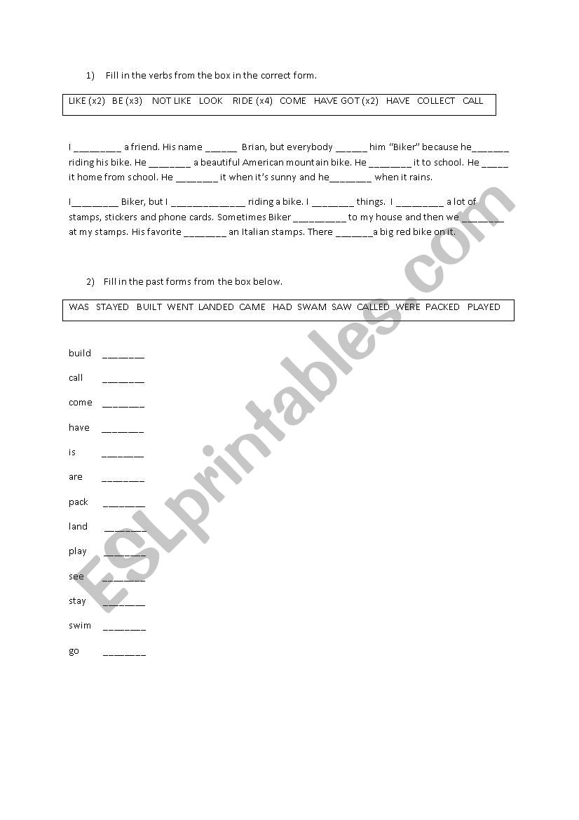 Simple Present & Simple Past - fill in the gaps