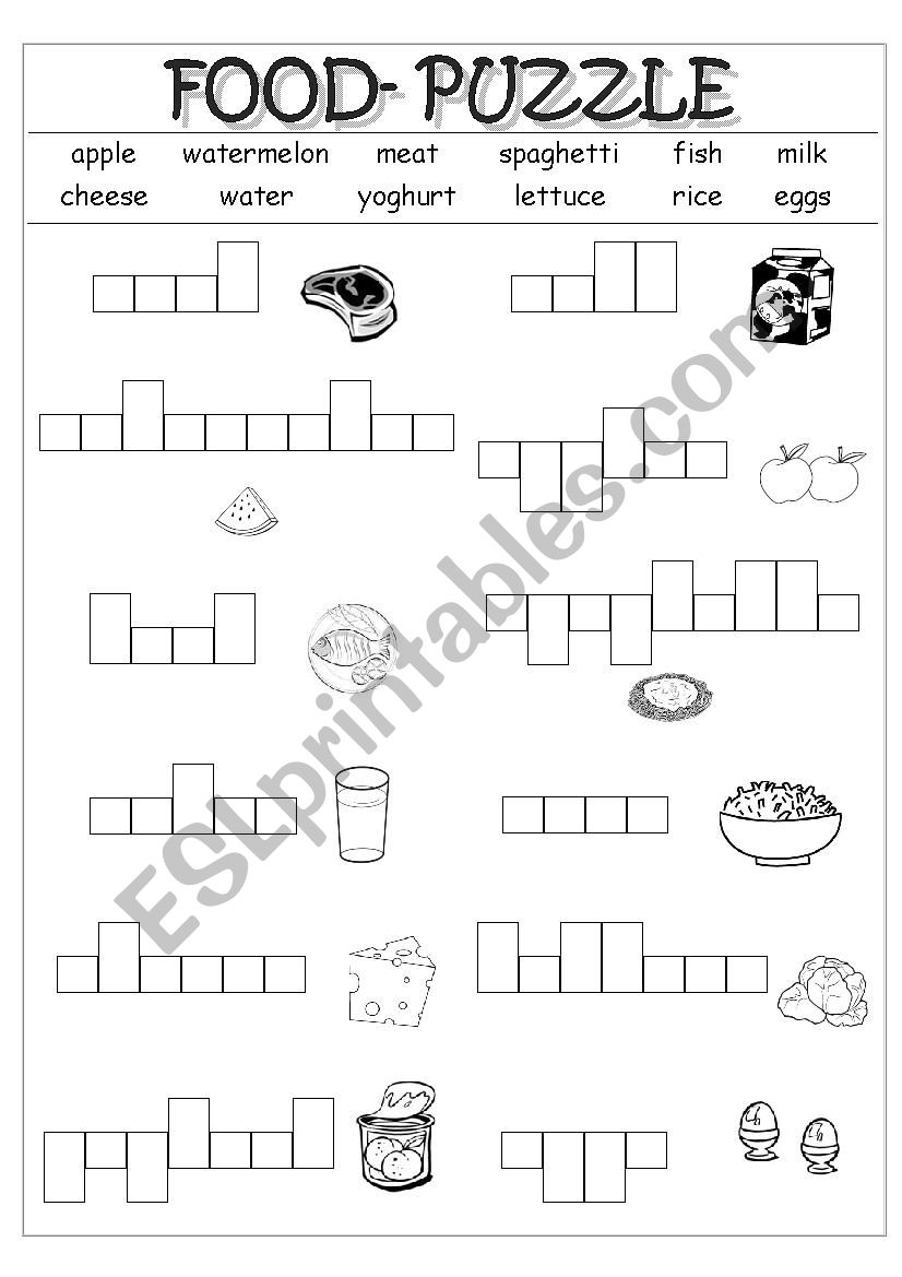 Food puzzle worksheet