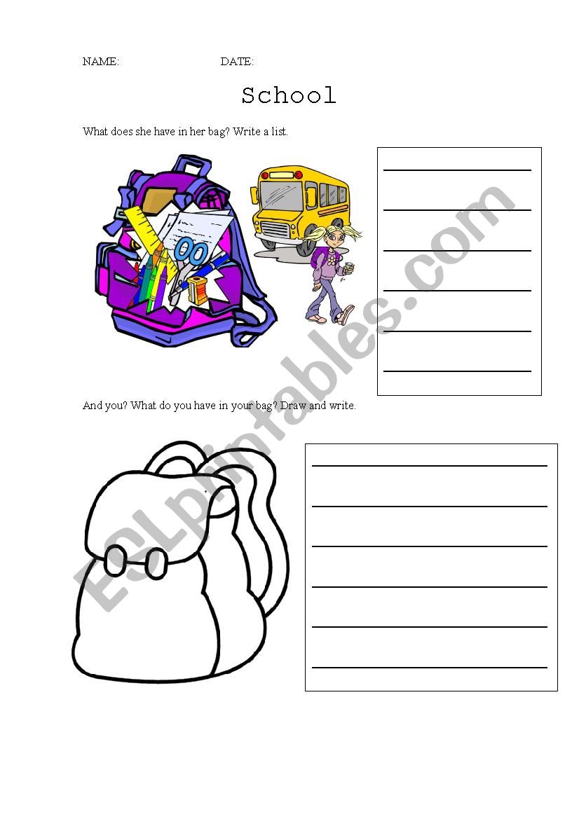 What do you have in your schoolbag?