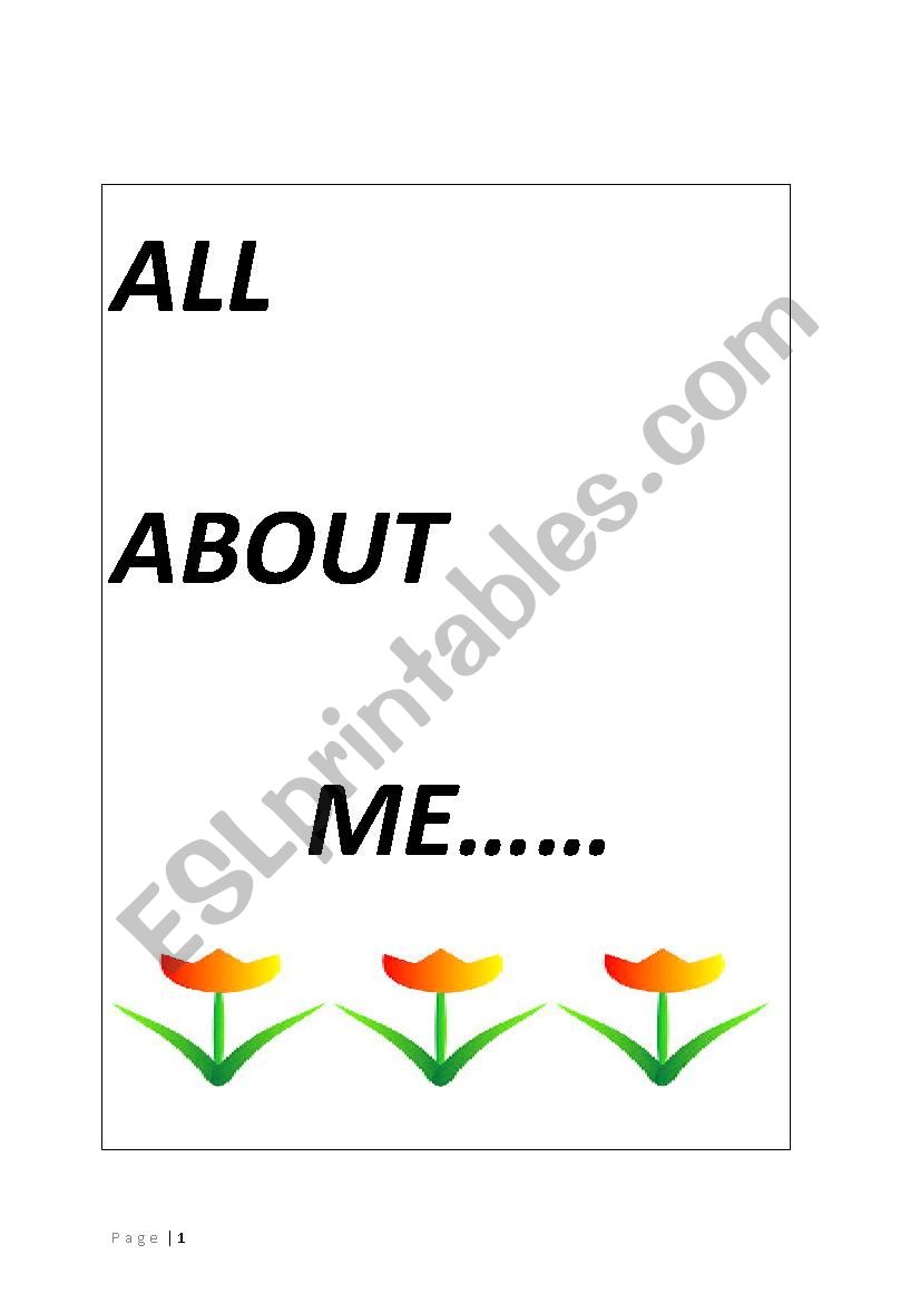 All About Me worksheet