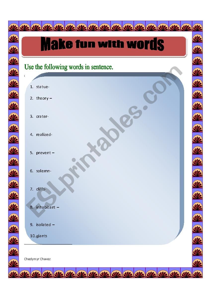 Vocabulary worksheet