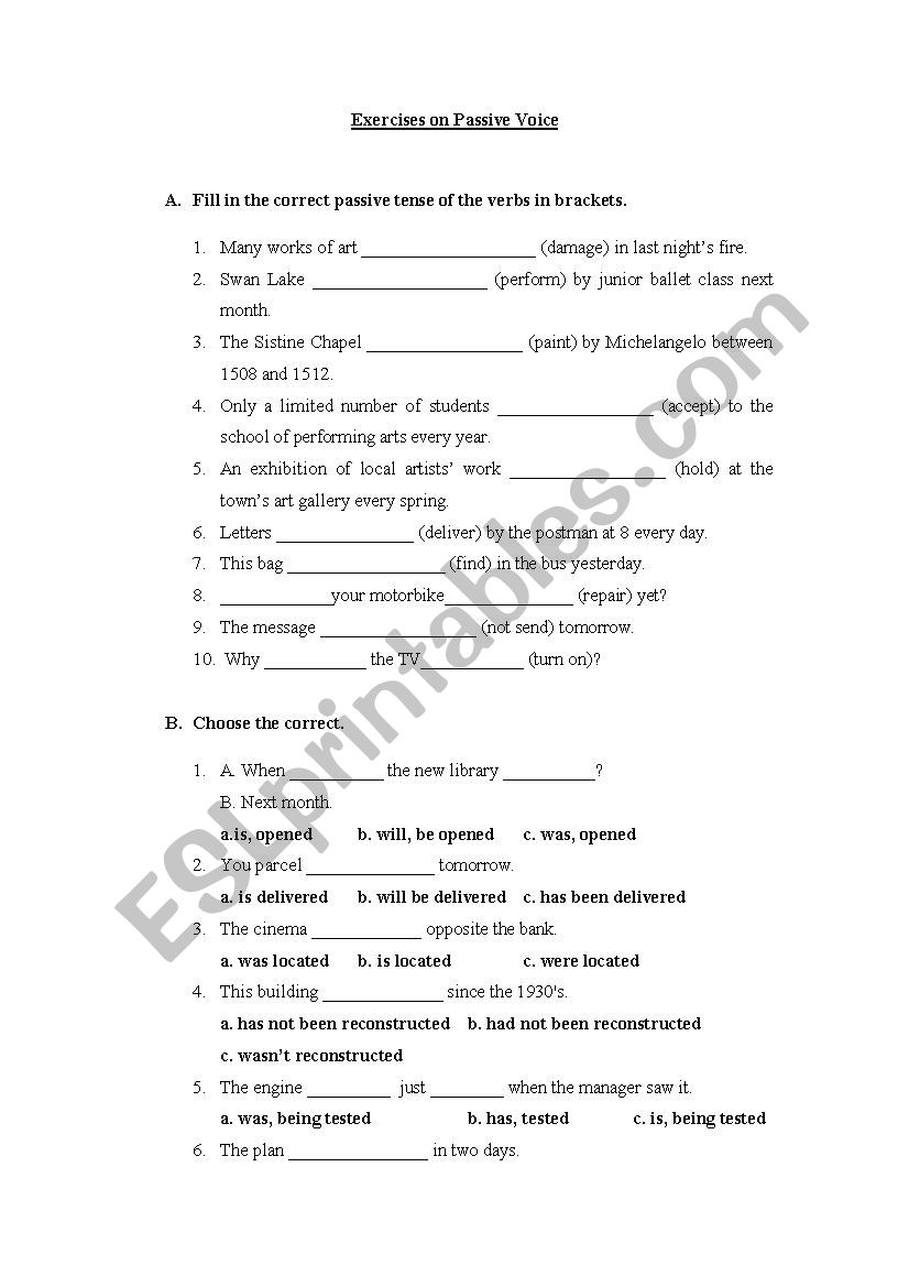 Passive Voice worksheet