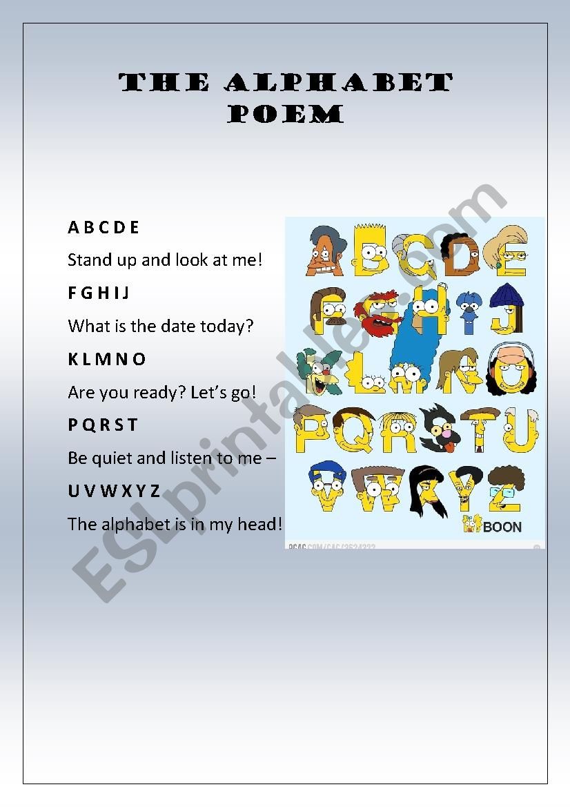 Alphabet poem worksheet