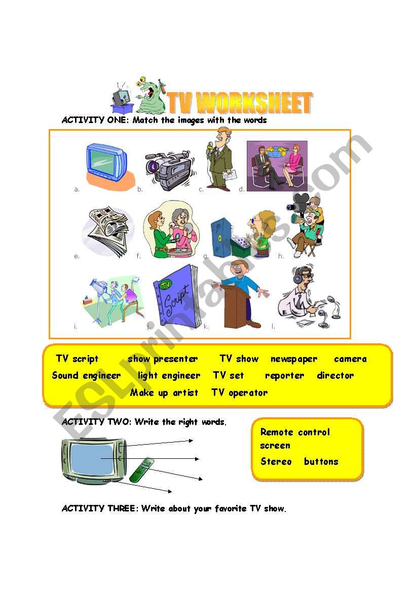 TV worksheet worksheet
