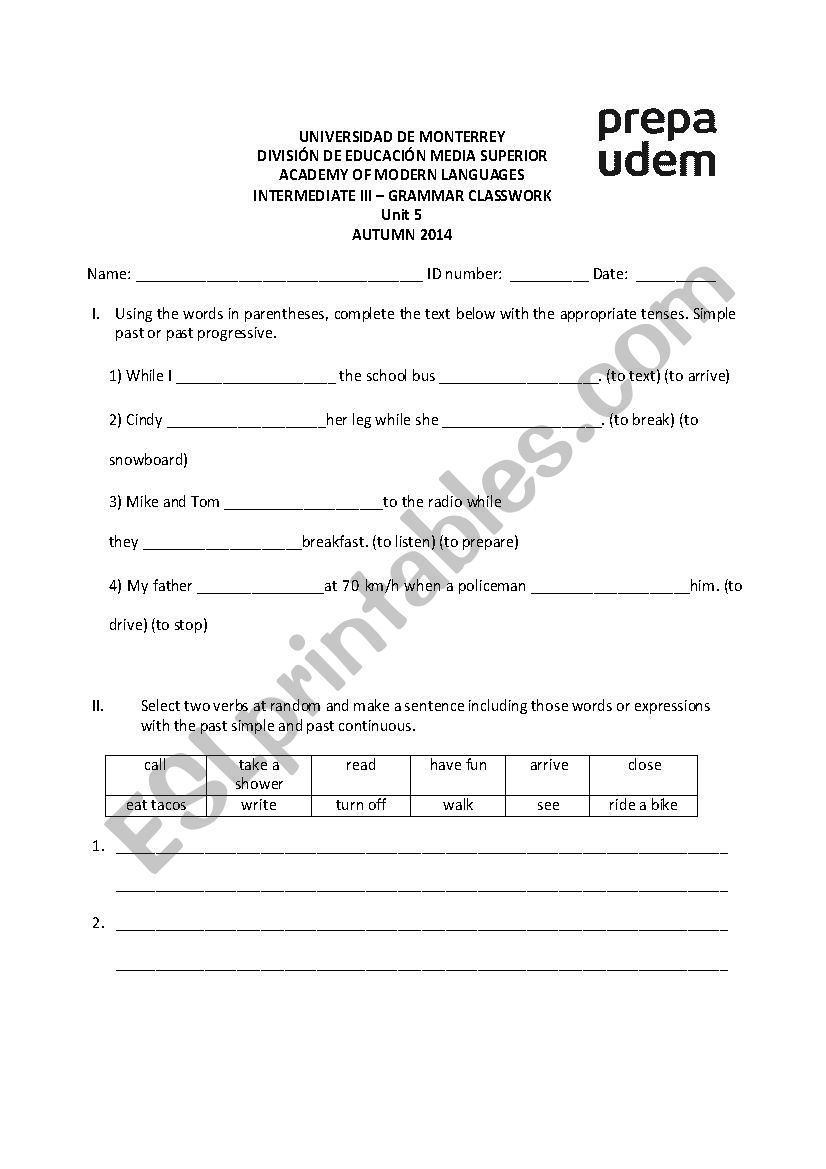 grammar quiz worksheet
