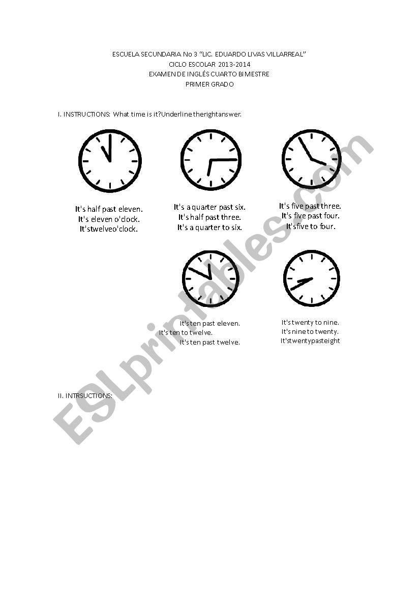 TEST worksheet