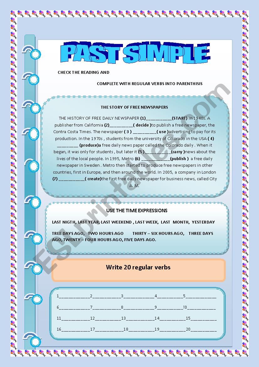 PAST SIMPLE  worksheet