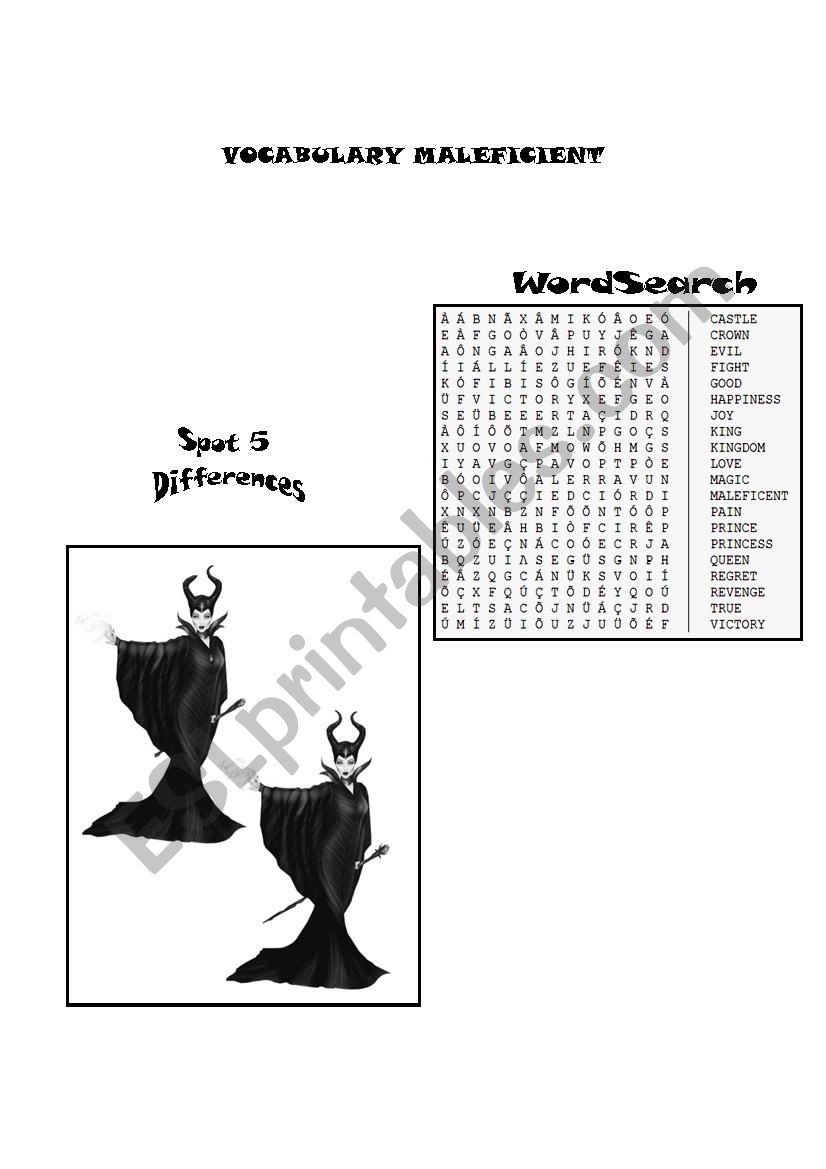 VOCABULARY MALEFICIENT worksheet