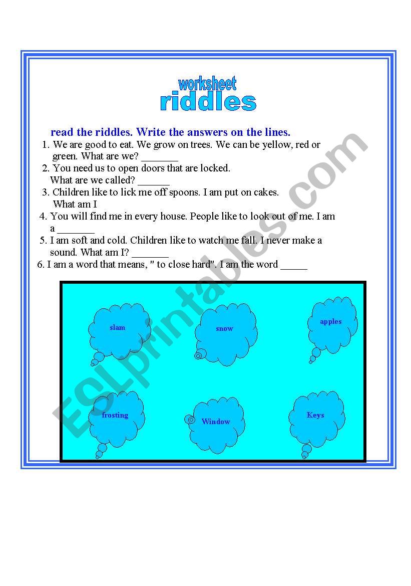 riddles worksheet