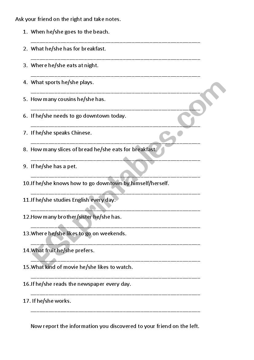 Simple Present Conversation worksheet