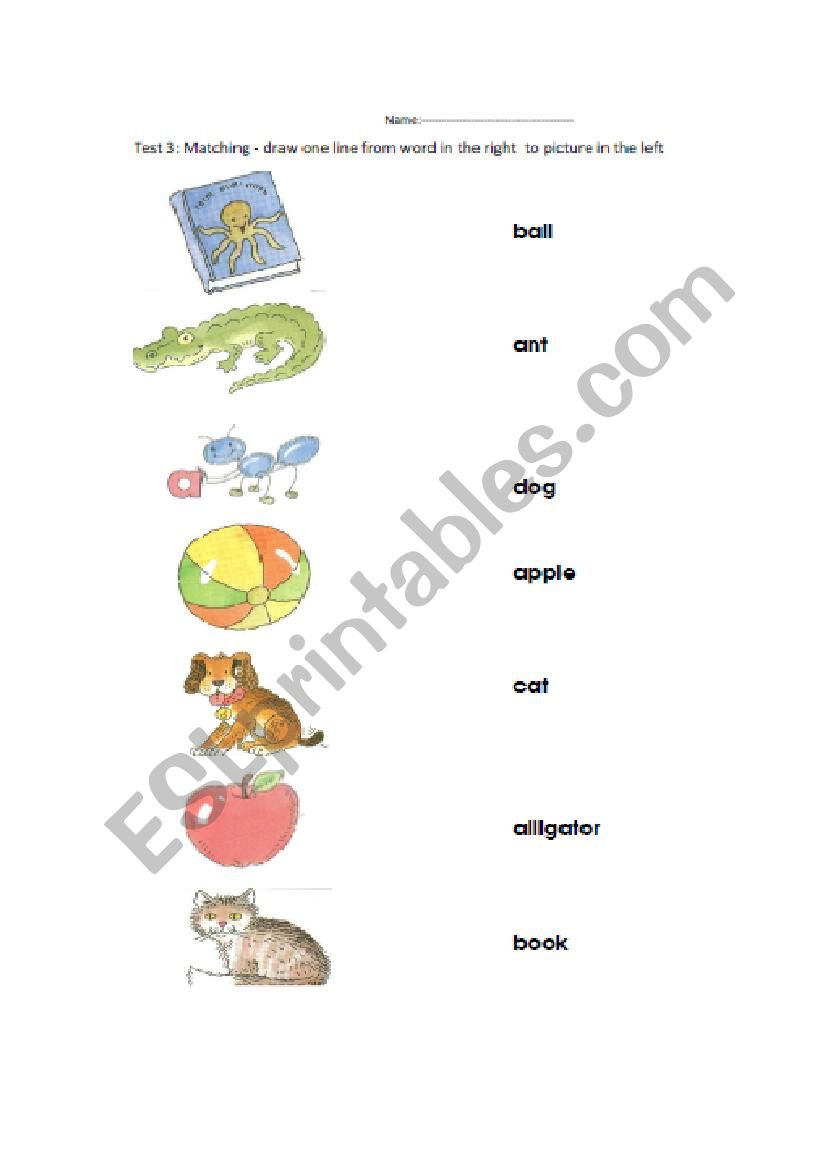 Matching words worksheet