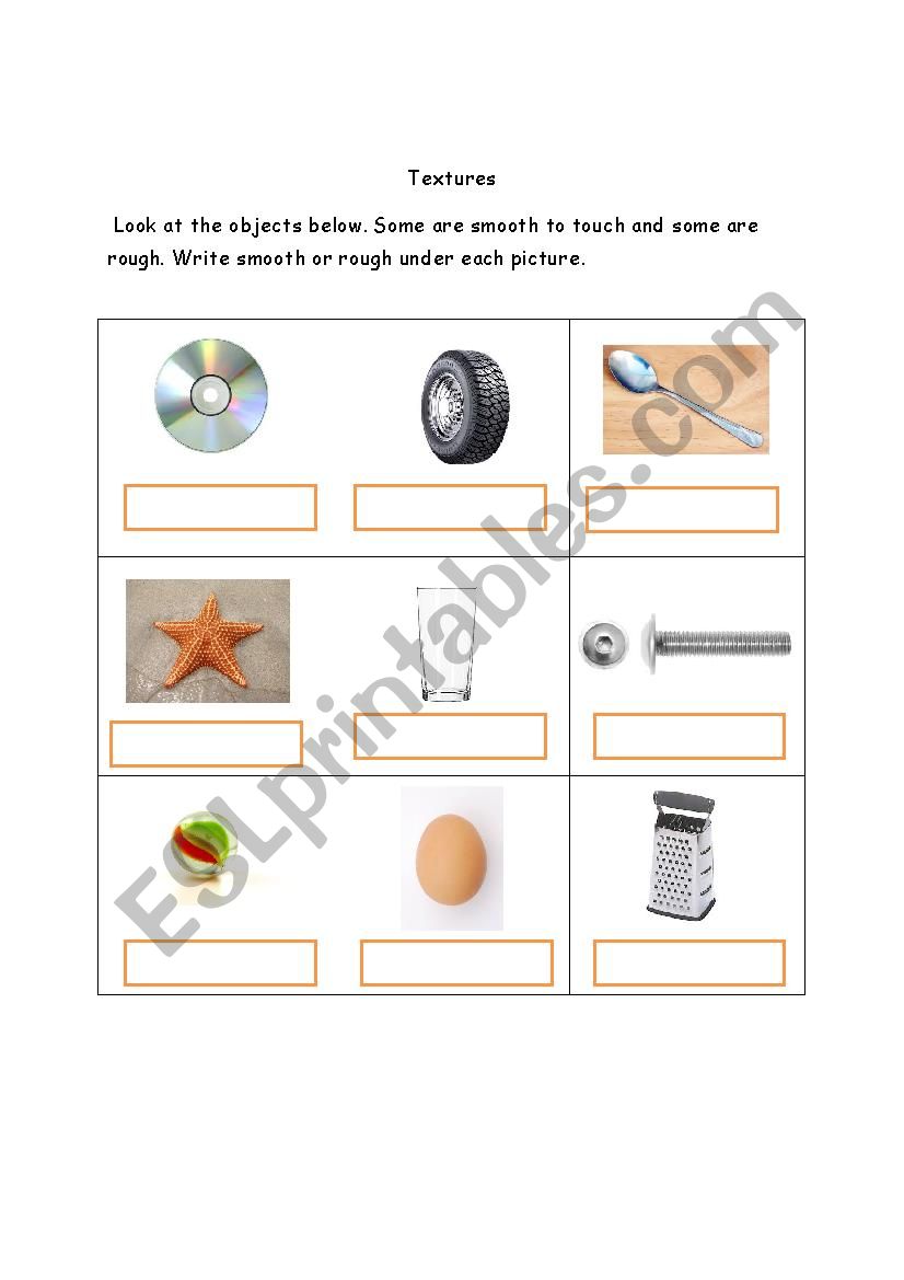 Texture : Smooth and Rough worksheet