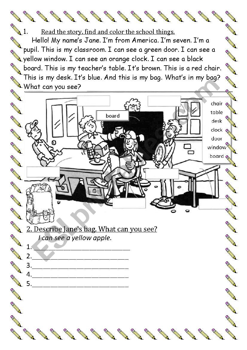 Janes Classroom worksheet
