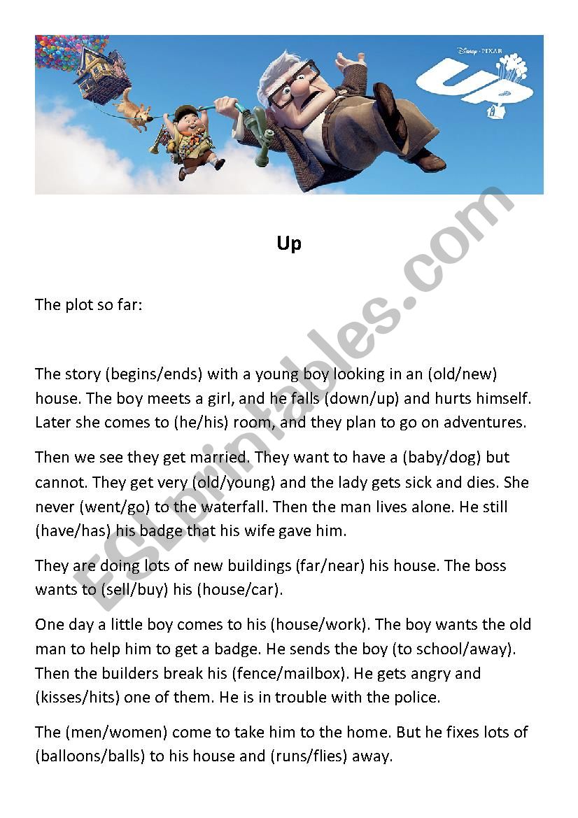 Up - Movie Plot Worksheet worksheet