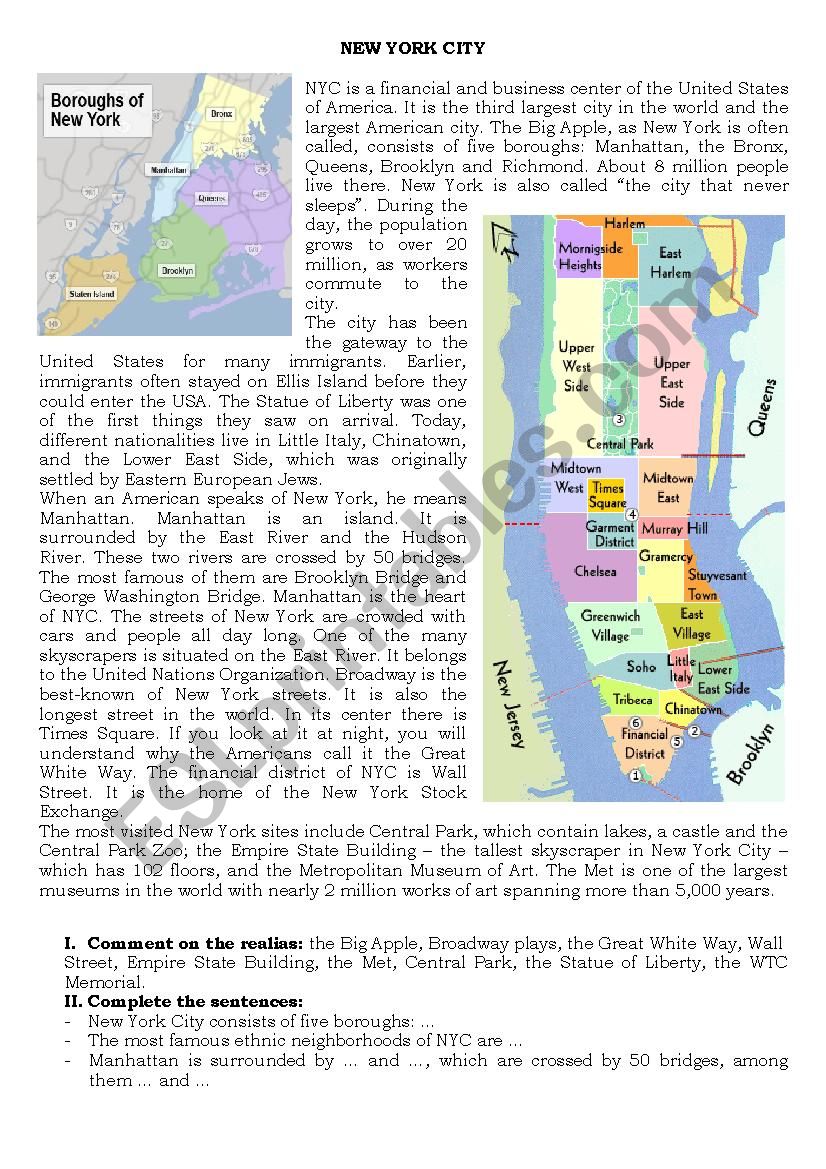 New York worksheet