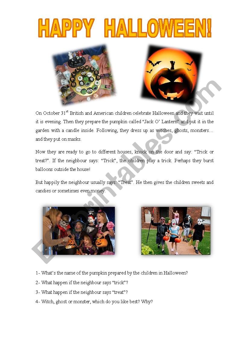 Happy Halloween! worksheet